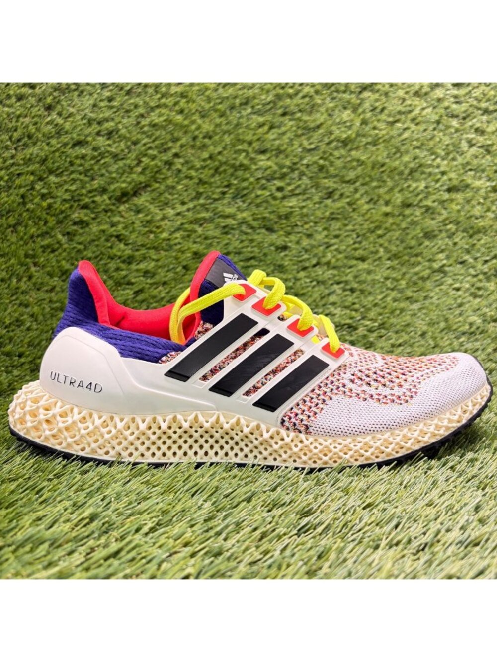 Adidas Ultra 4D Mens Size 8 White Purple Yellow Athletic Running Shoes Sneakers